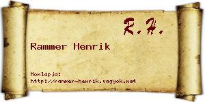 Rammer Henrik névjegykártya